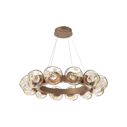 Luna Radial Ring Amber LED Chandelier in Novel Brass (Floret Crystal/38.6-Inch).