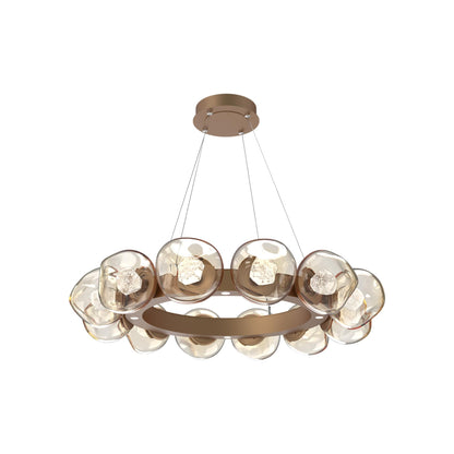 Luna Radial Ring Amber LED Chandelier in Novel Brass (Zircon Crystal/38.6-Inch).