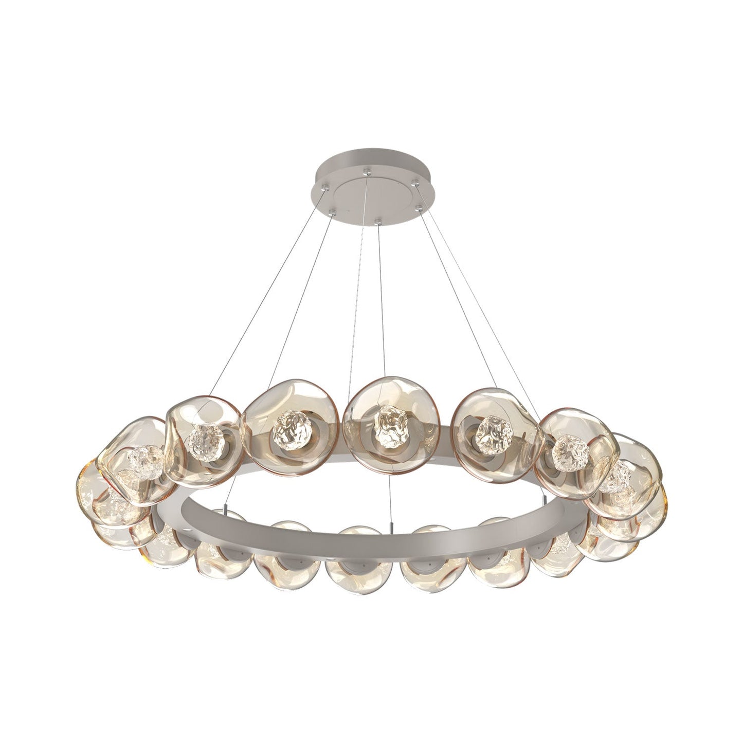 Luna Radial Ring Amber LED Chandelier in Beige Silver (Floret Crystal/50.9-Inch).