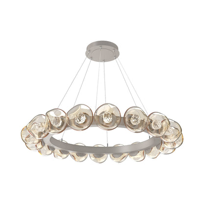 Luna Radial Ring Amber LED Chandelier in Beige Silver (Floret Crystal/50.9-Inch).