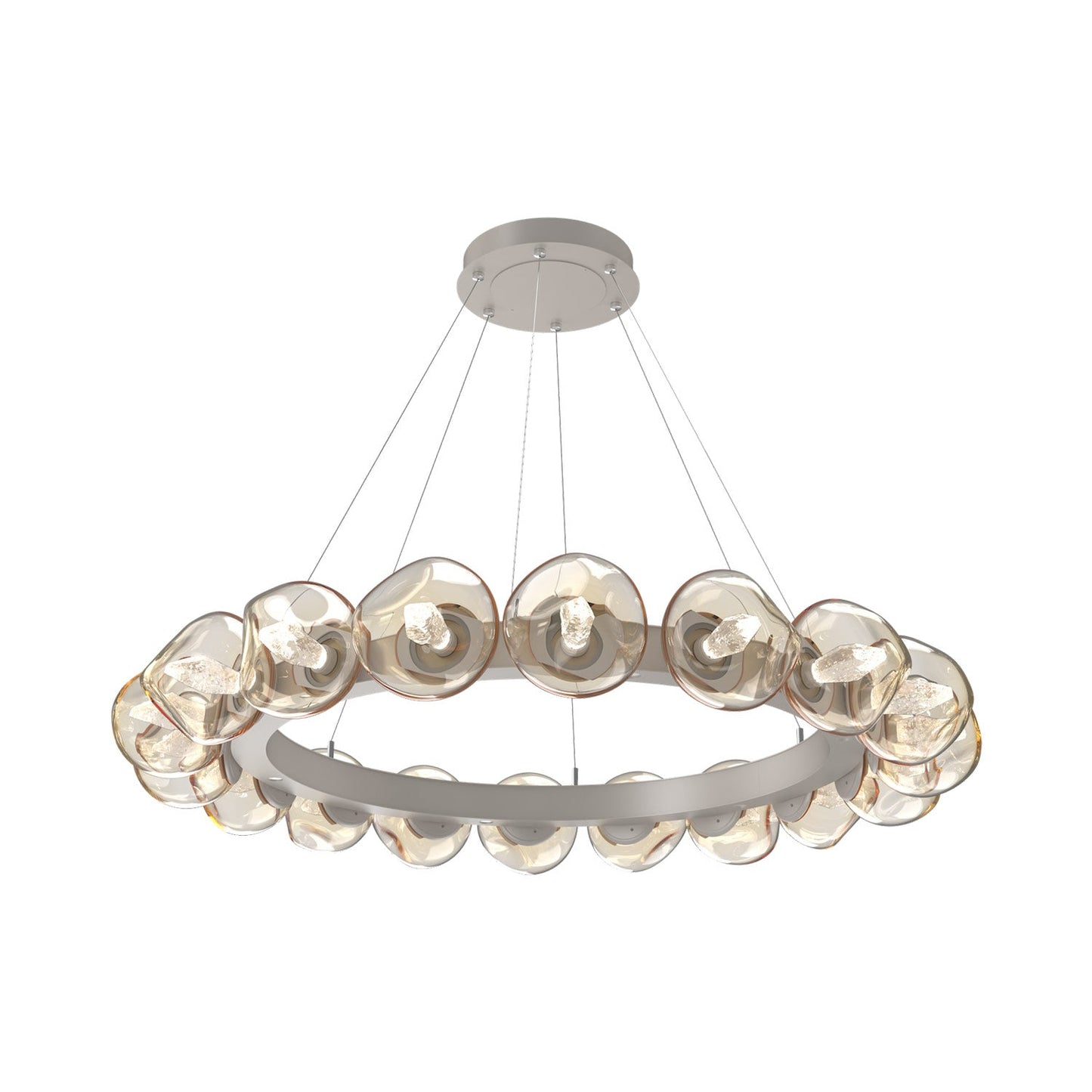 Luna Radial Ring Amber LED Chandelier in Beige Silver (Geo Crystal/50.9-Inch).