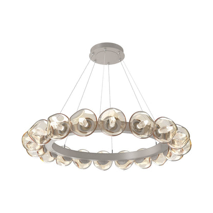 Luna Radial Ring Amber LED Chandelier in Beige Silver (Geo Crystal/50.9-Inch).
