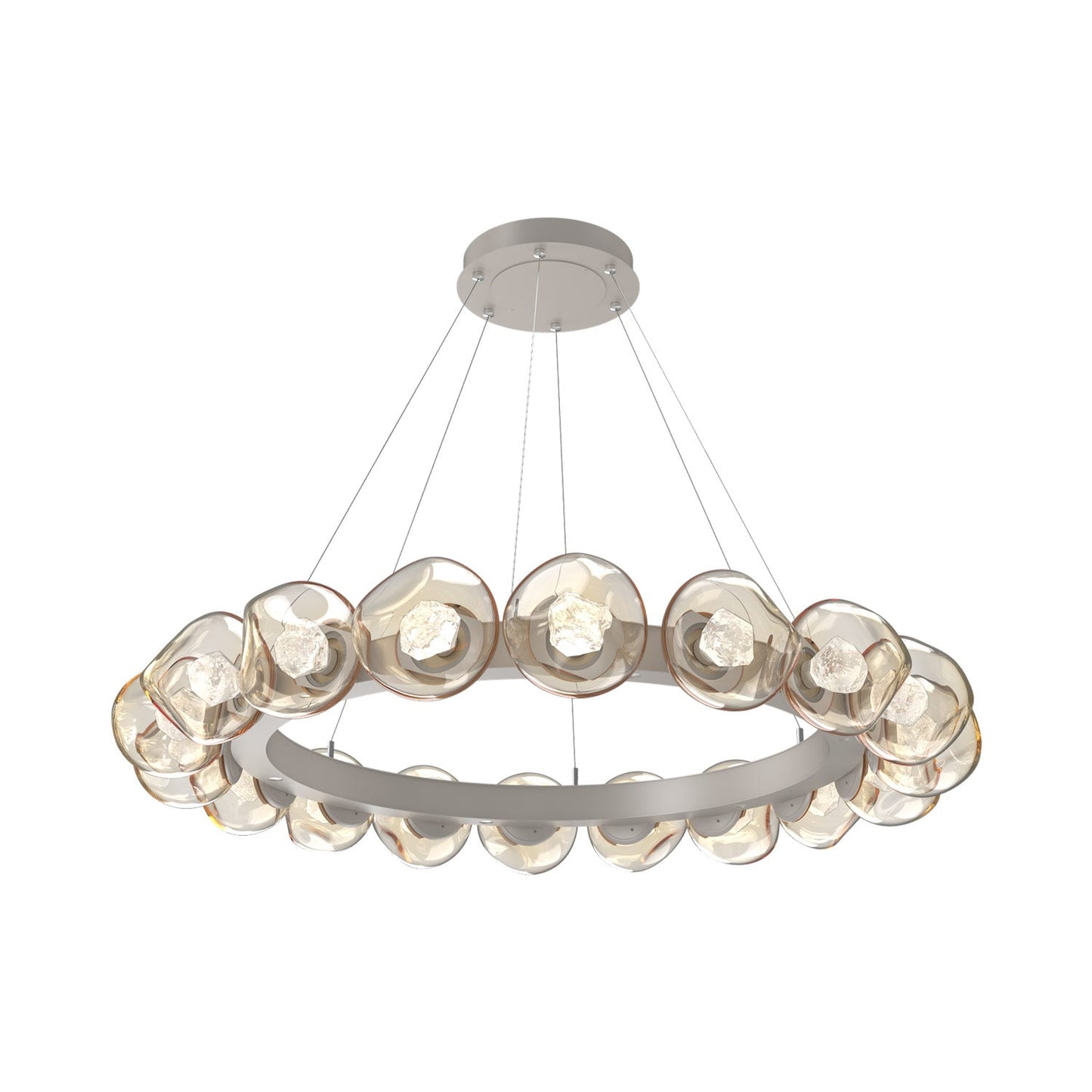 Luna Radial Ring Amber LED Chandelier in Beige Silver (Zircon Crystal/50.9-Inch).