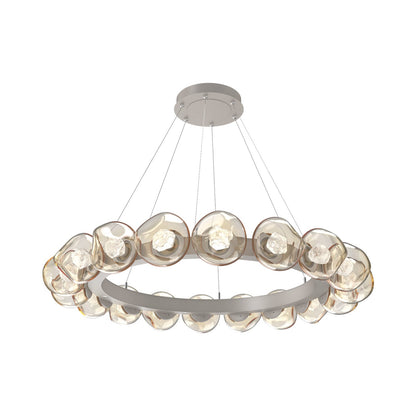 Luna Radial Ring Amber LED Chandelier in Beige Silver (Zircon Crystal/50.9-Inch).