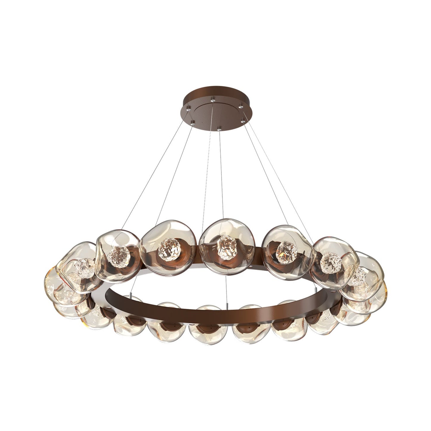 Luna Radial Ring Amber LED Chandelier in Burnished Bronze (Floret Crystal/50.9-Inch).