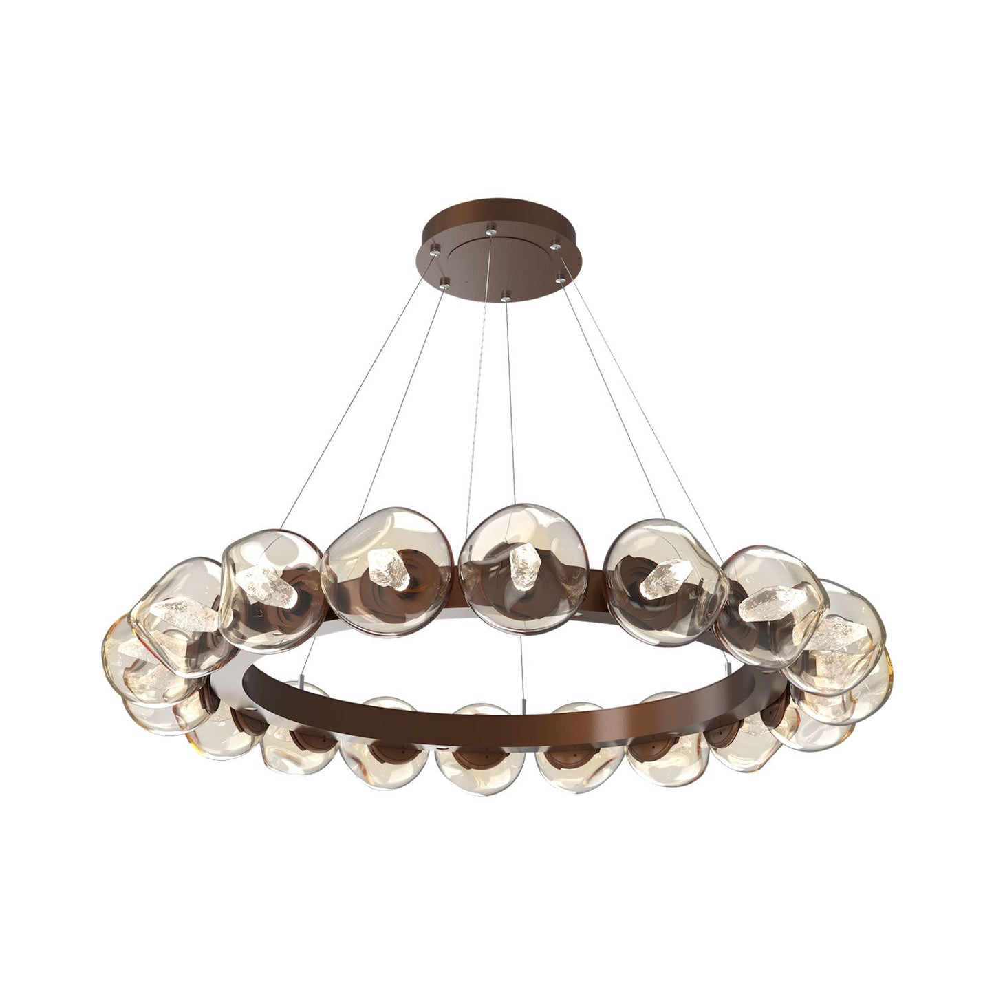 Luna Radial Ring Amber LED Chandelier in Burnished Bronze (Geo Crystal/50.9-Inch).
