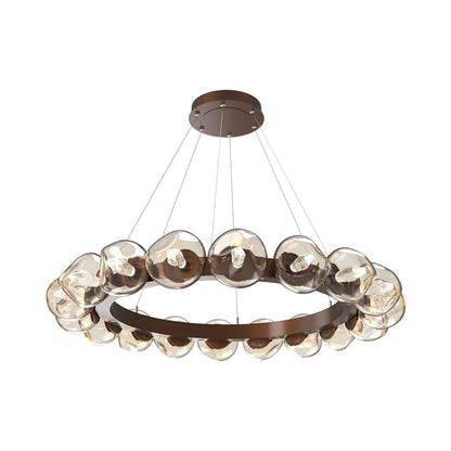 Luna Radial Ring Amber LED Chandelier in Burnished Bronze (Geo Crystal/50.9-Inch).