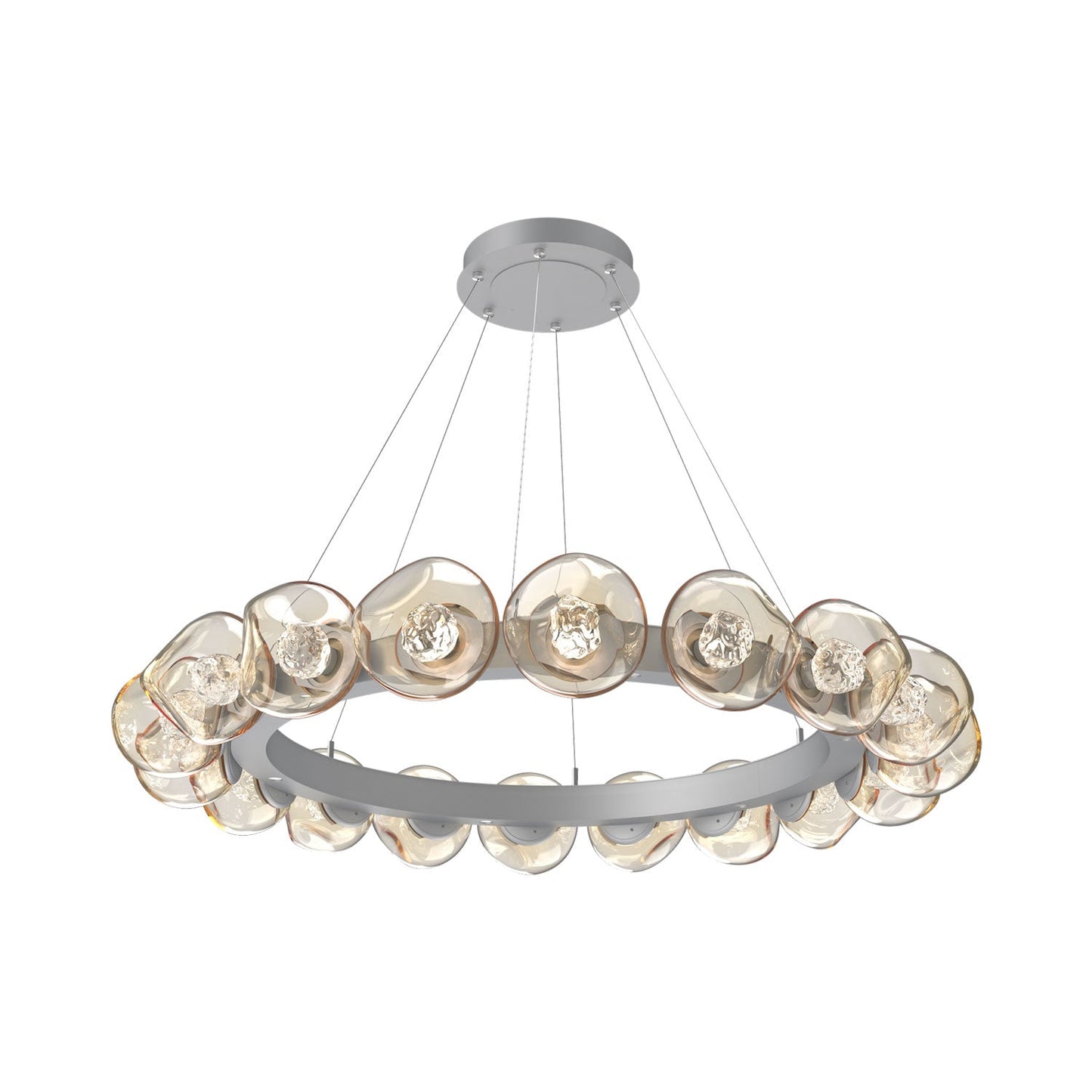 Luna Radial Ring Amber LED Chandelier in Classic Silver (Floret Crystal/50.9-Inch).