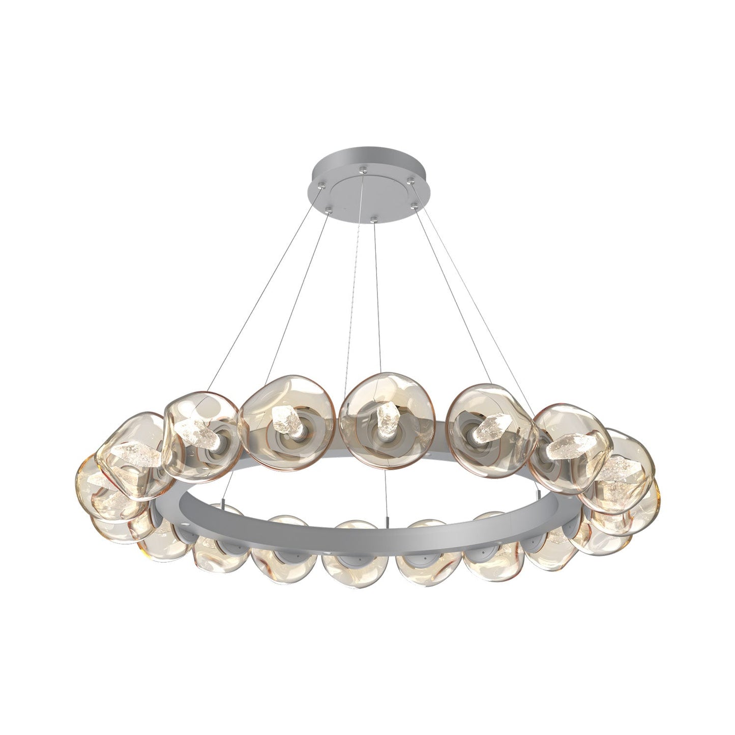 Luna Radial Ring Amber LED Chandelier in Classic Silver (Geo Crystal/50.9-Inch).