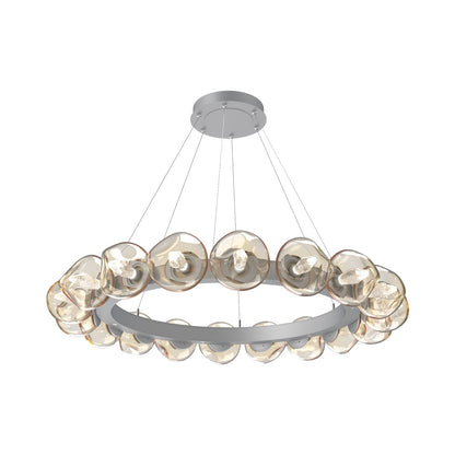 Luna Radial Ring Amber LED Chandelier in Classic Silver (Geo Crystal/50.9-Inch).