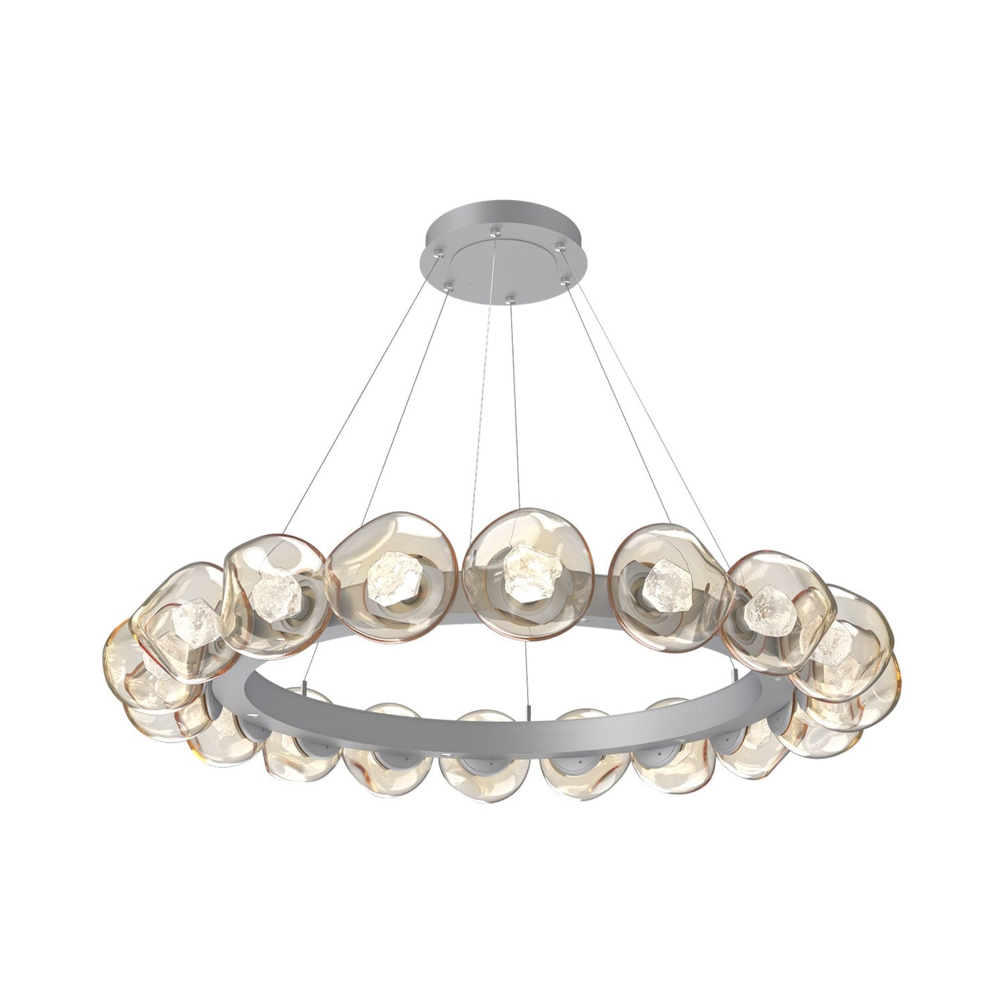 Luna Radial Ring Amber LED Chandelier in Classic Silver (Zircon Crystal/50.9-Inch).