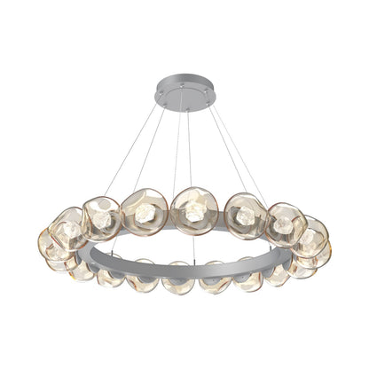 Luna Radial Ring Amber LED Chandelier in Classic Silver (Zircon Crystal/50.9-Inch).