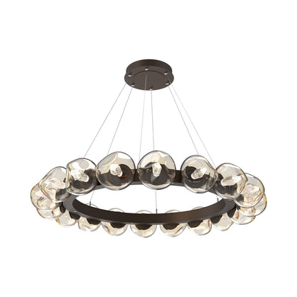Luna Radial Ring Amber LED Chandelier in Flat Bronze (Geo Crystal/50.9-Inch).