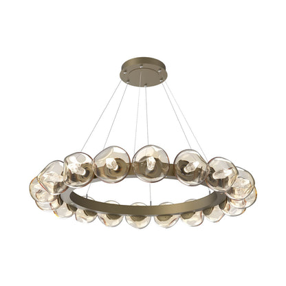 Luna Radial Ring Amber LED Chandelier in Gilded Brass (Geo Crystal/50.9-Inch).