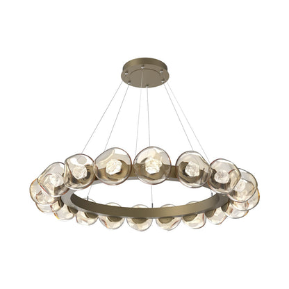 Luna Radial Ring Amber LED Chandelier in Gilded Brass (Zircon Crystal/50.9-Inch).