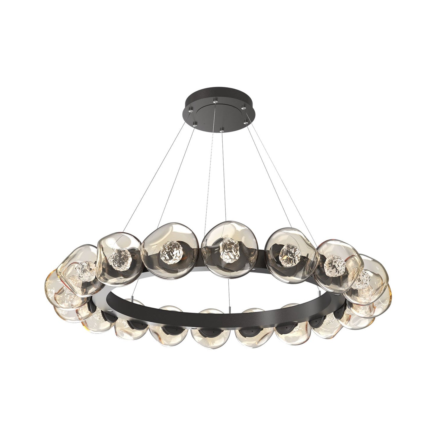 Luna Radial Ring Amber LED Chandelier in Graphite (Floret Crystal/50.9-Inch).