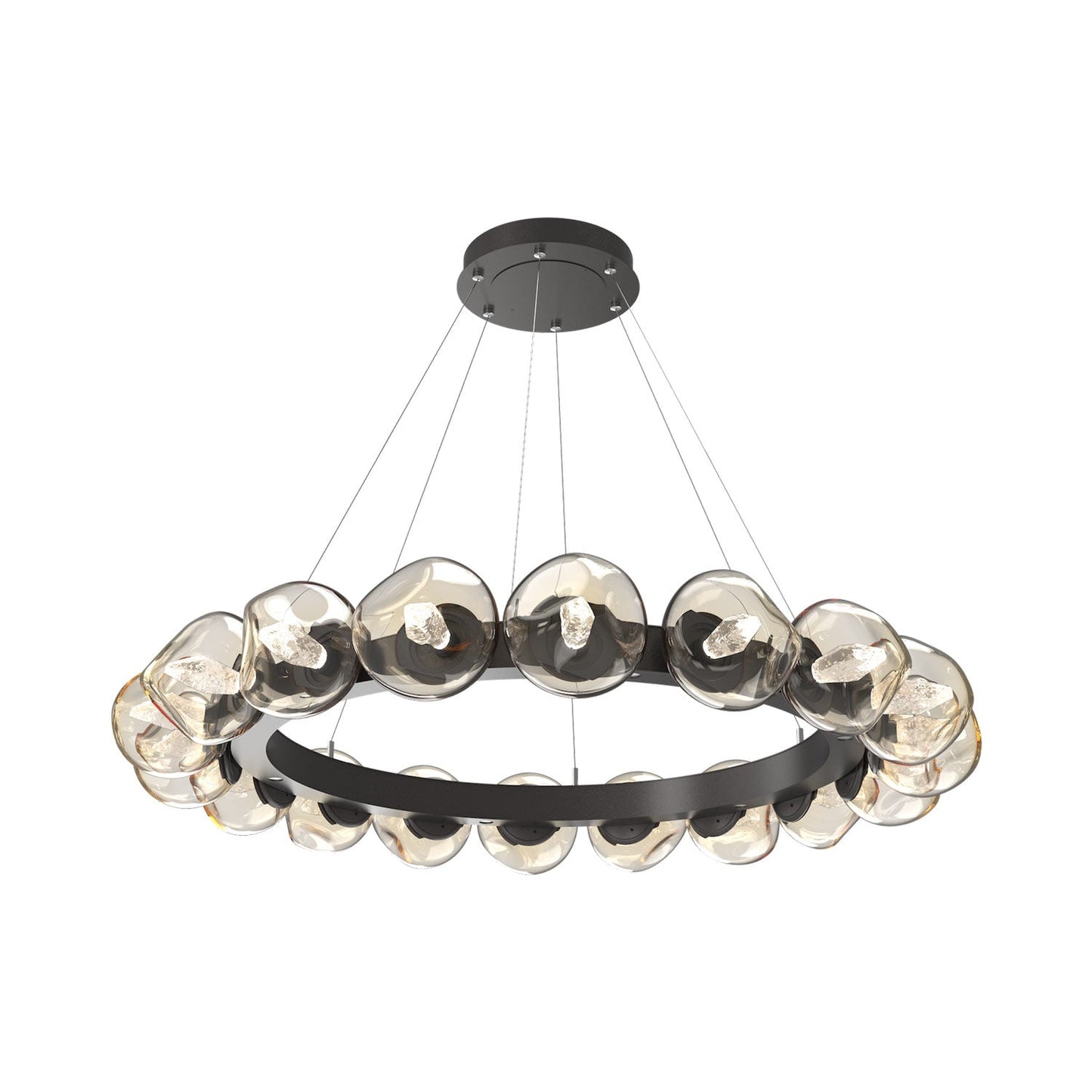 Luna Radial Ring Amber LED Chandelier in Graphite (Geo Crystal/50.9-Inch).
