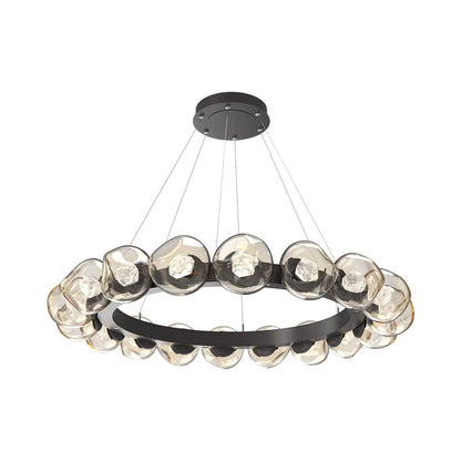 Luna Radial Ring Amber LED Chandelier in Graphite (Zircon Crystal/50.9-Inch).