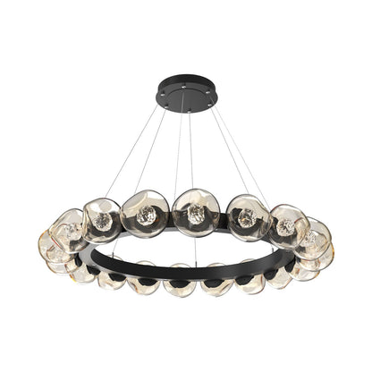 Luna Radial Ring Amber LED Chandelier in Matte Black (Floret Crystal/50.9-Inch).