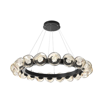 Luna Radial Ring Amber LED Chandelier in Matte Black (Zircon Crystal/50.9-Inch).
