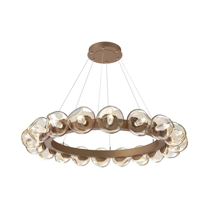 Luna Radial Ring Amber LED Chandelier in Novel Brass (Geo Crystal/50.9-Inch).