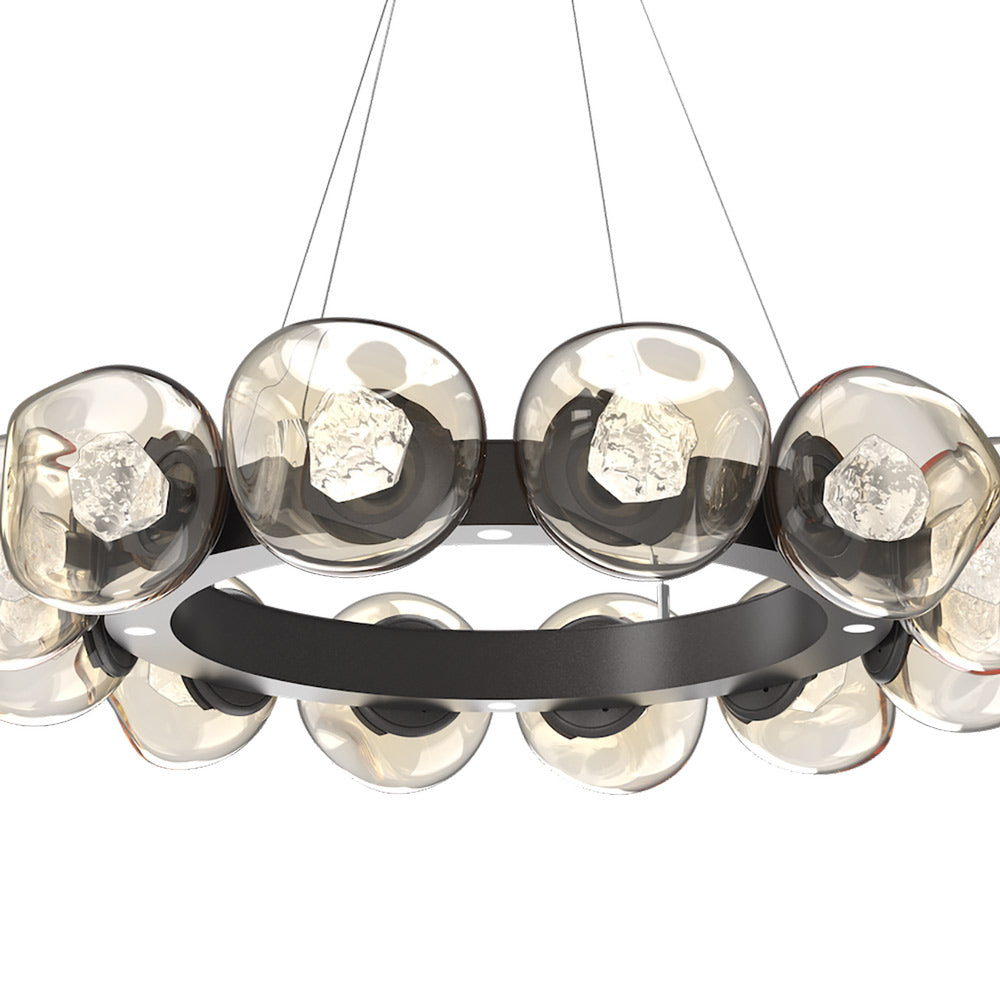 Luna Radial Ring Amber LED Chandelier in Detail.
