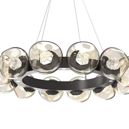 Luna Radial Ring Amber LED Chandelier in Detail.