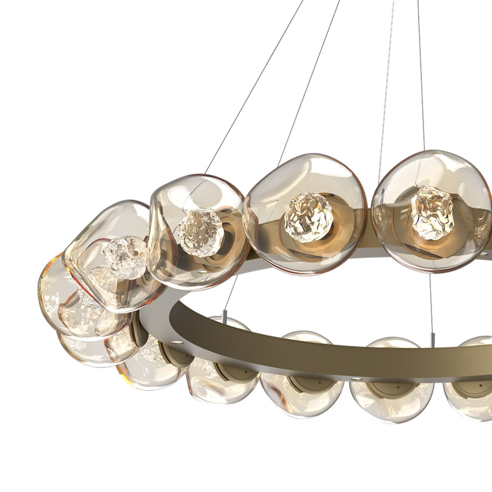 Luna Radial Ring Amber LED Chandelier in Detail.