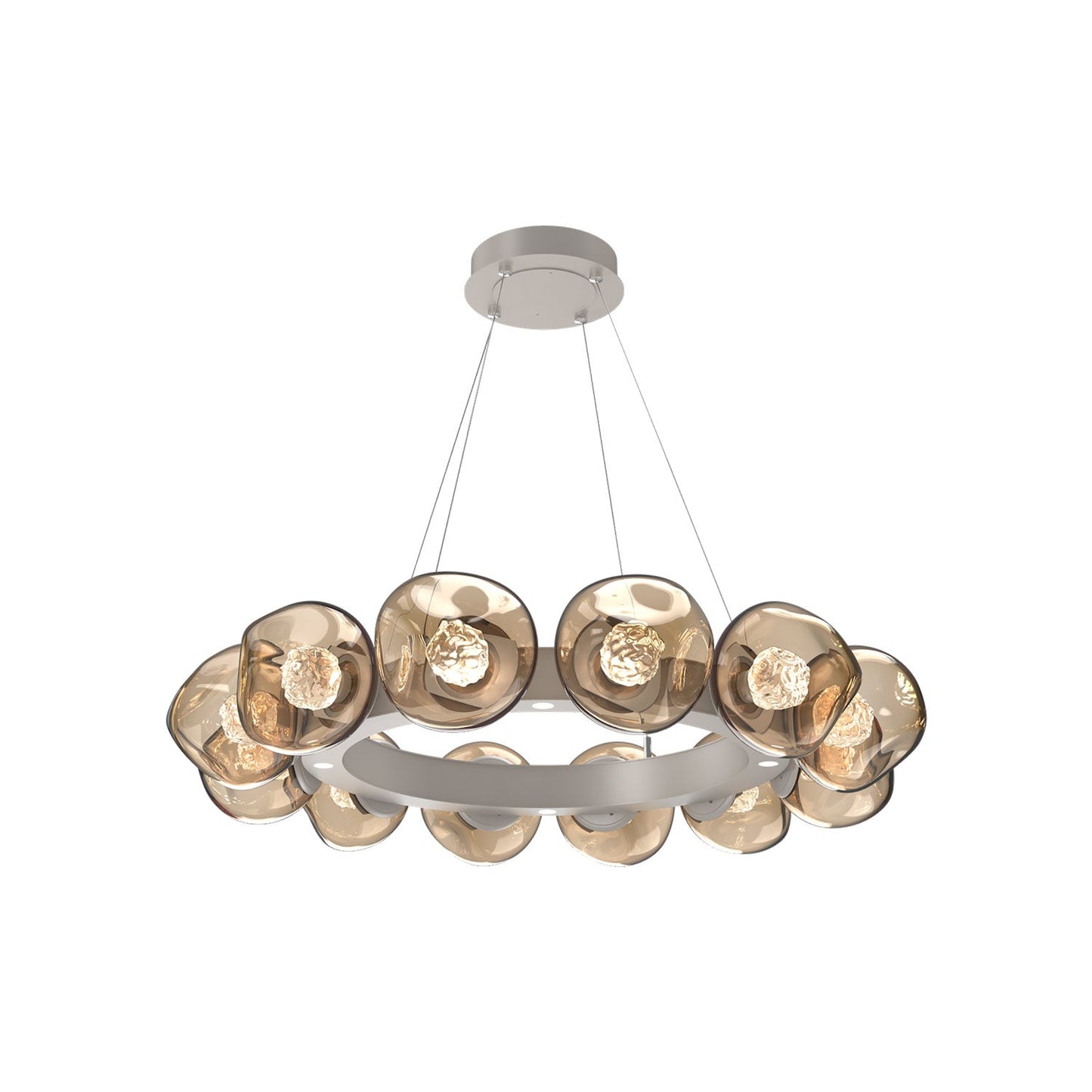 Luna Radial Ring Bronze LED Chandelier in Beige Silver (Floret Crystal/38.6-Inch).