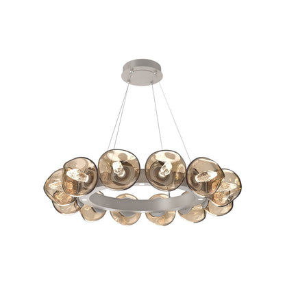 Luna Radial Ring Bronze LED Chandelier in Beige Silver (Geo Crystal/38.6-Inch).