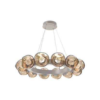 Luna Radial Ring Bronze LED Chandelier in Beige Silver (Zircon Crystal/38.6-Inch).