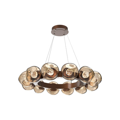 Luna Radial Ring Bronze LED Chandelier in Burnished Bronze (Floret Crystal/38.6-Inch).