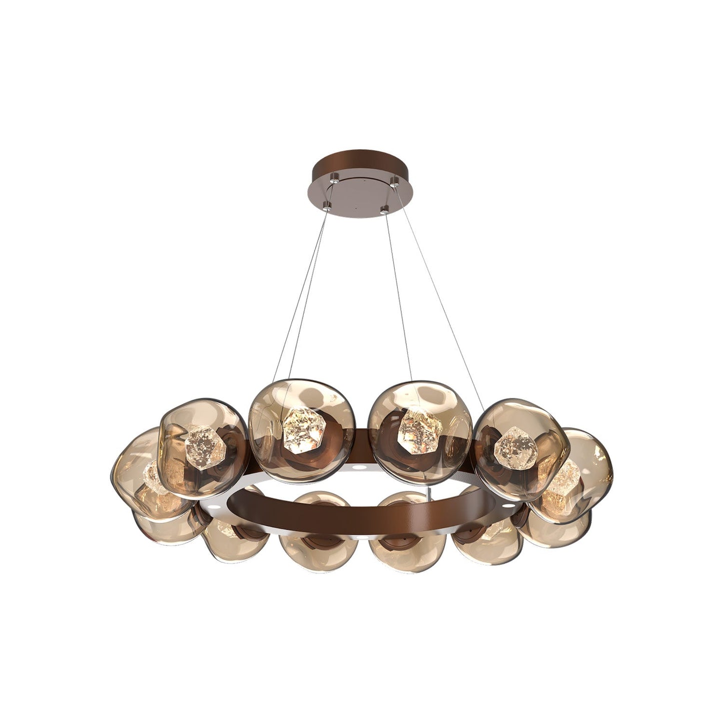 Luna Radial Ring Bronze LED Chandelier in Burnished Bronze (Zircon Crystal/38.6-Inch).
