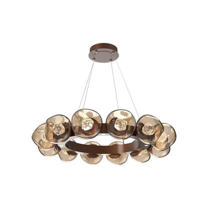 Luna Radial Ring Bronze LED Chandelier in Burnished Bronze (Zircon Crystal/38.6-Inch).