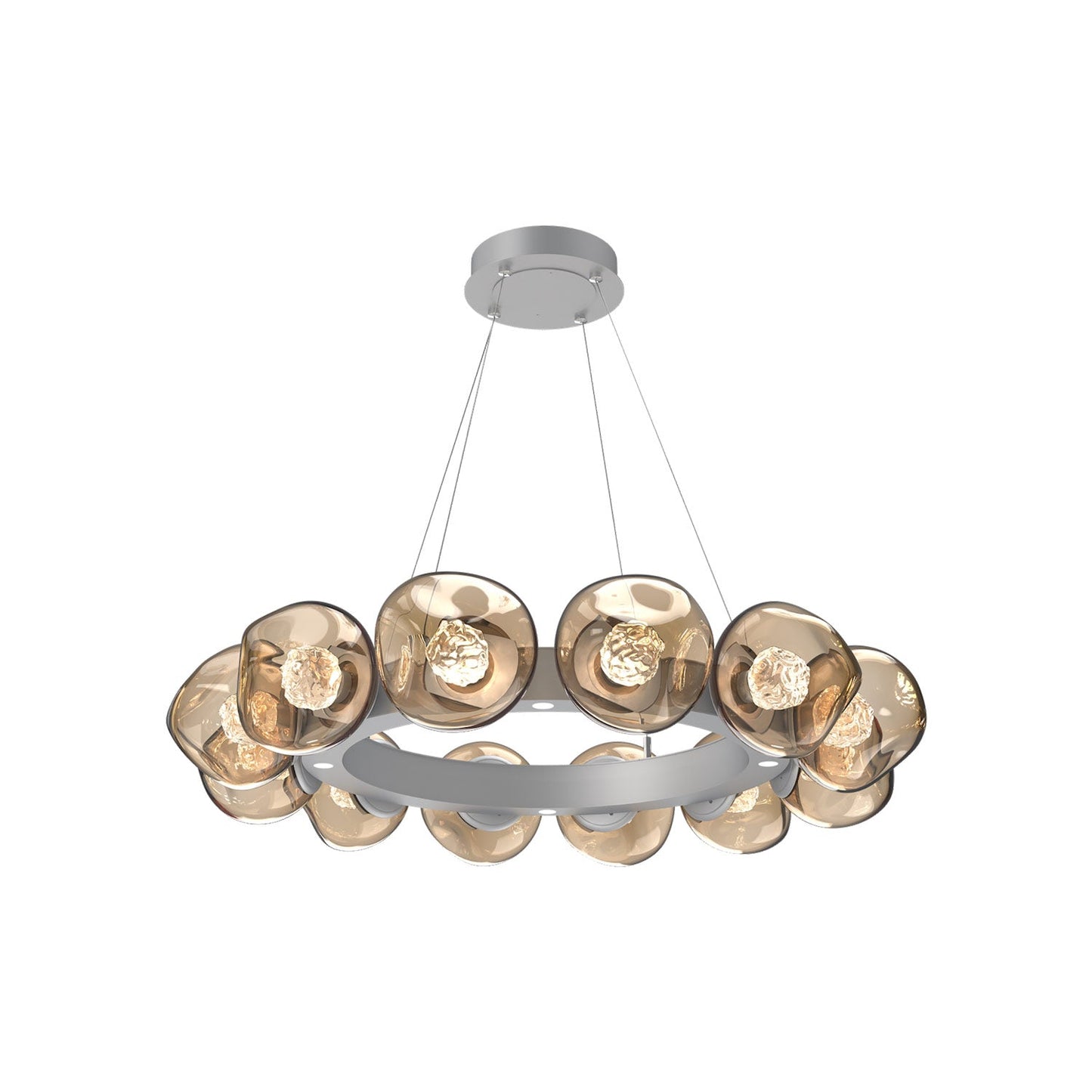 Luna Radial Ring Bronze LED Chandelier in Classic Silver (Floret Crystal/38.6-Inch).