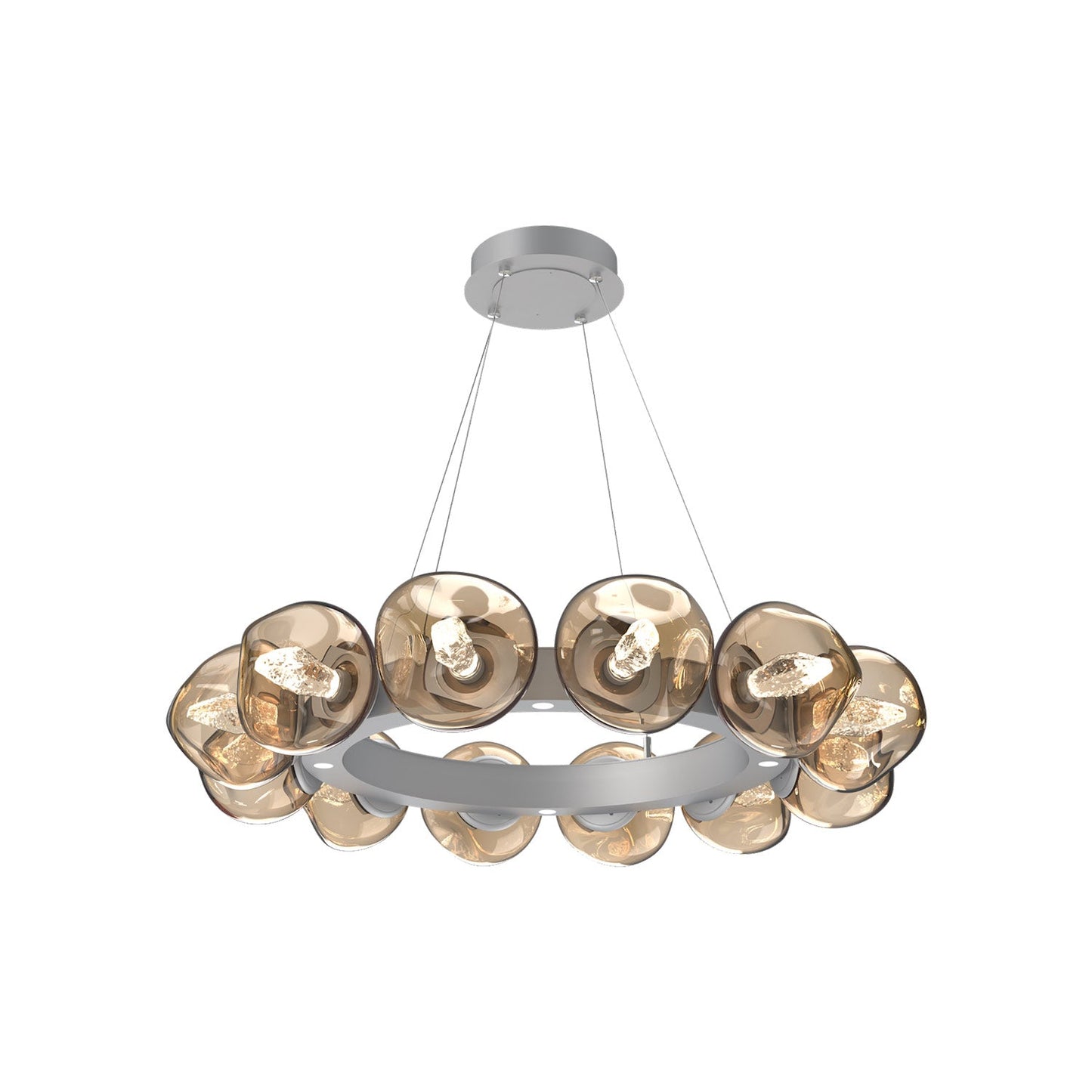 Luna Radial Ring Bronze LED Chandelier in Classic Silver (Geo Crystal/38.6-Inch).