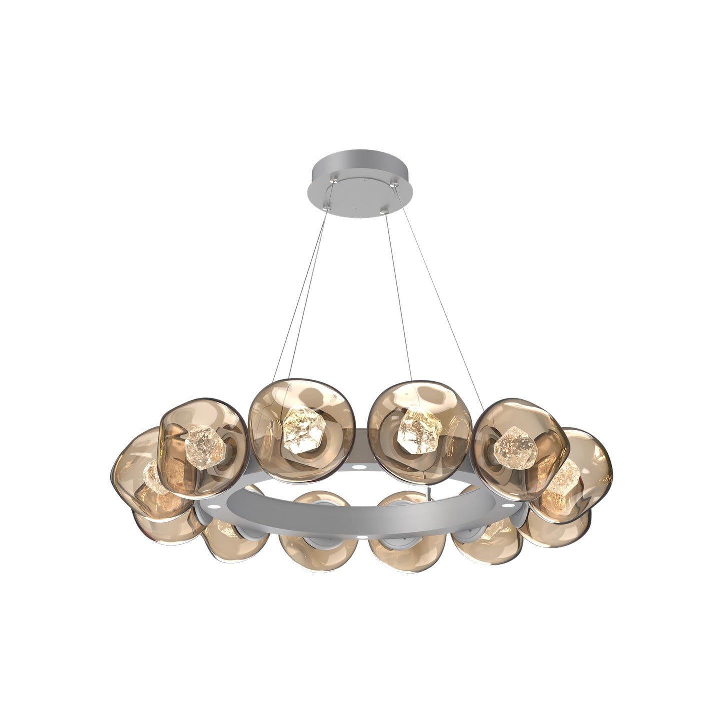 Luna Radial Ring Bronze LED Chandelier in Classic Silver (Zircon Crystal/38.6-Inch).