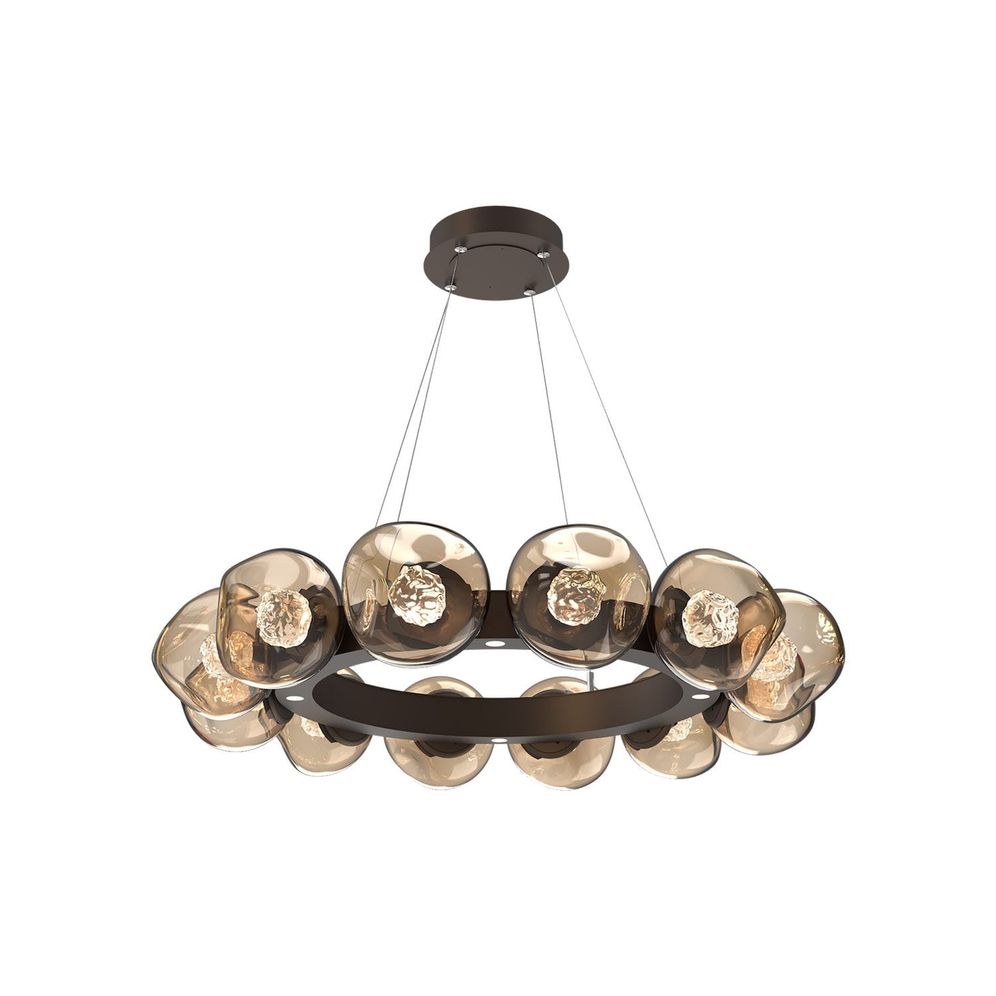 Luna Radial Ring Bronze LED Chandelier in Flat Bronze (Floret Crystal/38.6-Inch).