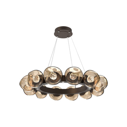 Luna Radial Ring Bronze LED Chandelier in Flat Bronze (Floret Crystal/38.6-Inch).