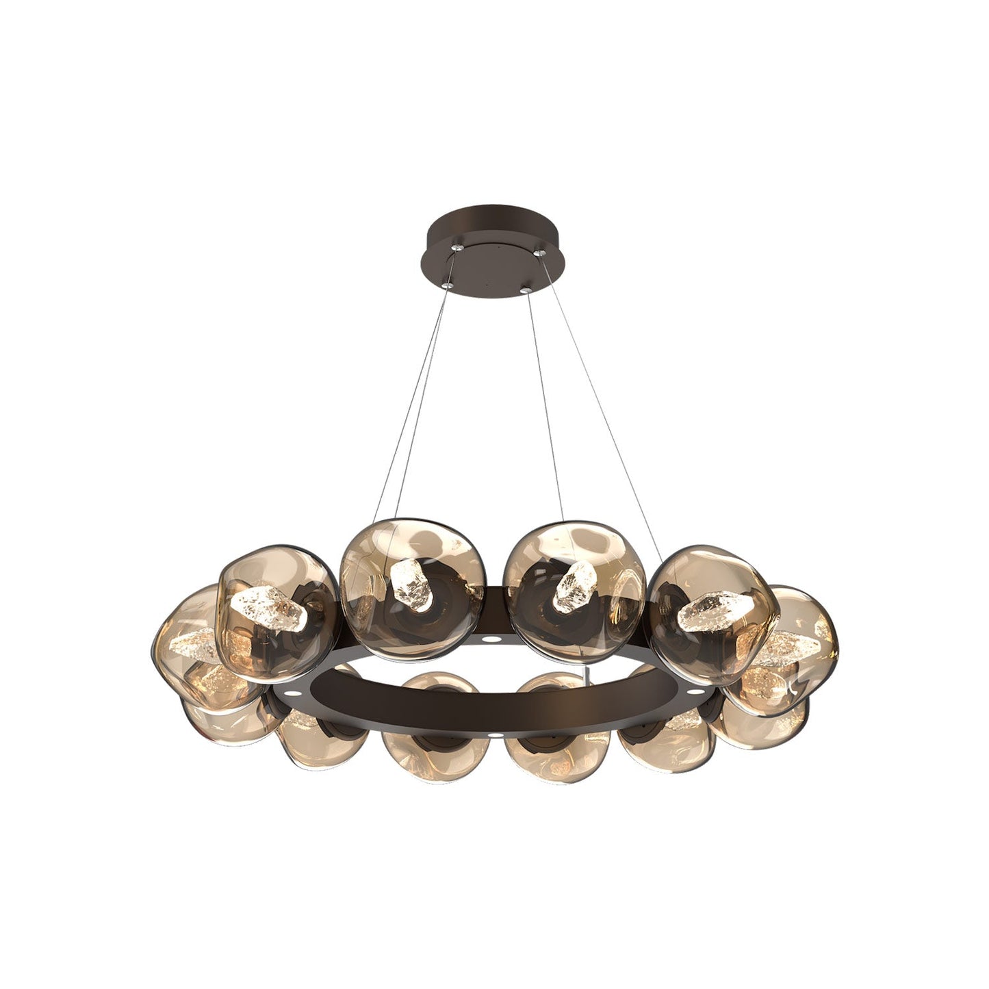 Luna Radial Ring Bronze LED Chandelier in Flat Bronze (Geo Crystal/38.6-Inch).