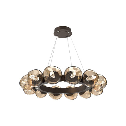 Luna Radial Ring Bronze LED Chandelier in Flat Bronze (Geo Crystal/38.6-Inch).