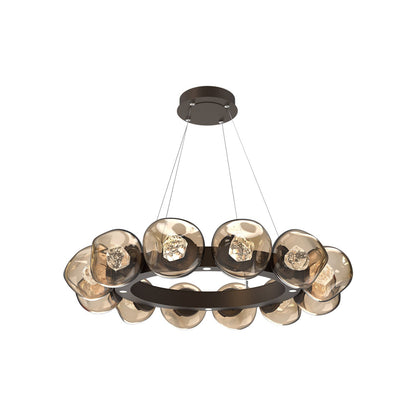 Luna Radial Ring Bronze LED Chandelier in Flat Bronze (Zircon Crystal/38.6-Inch).