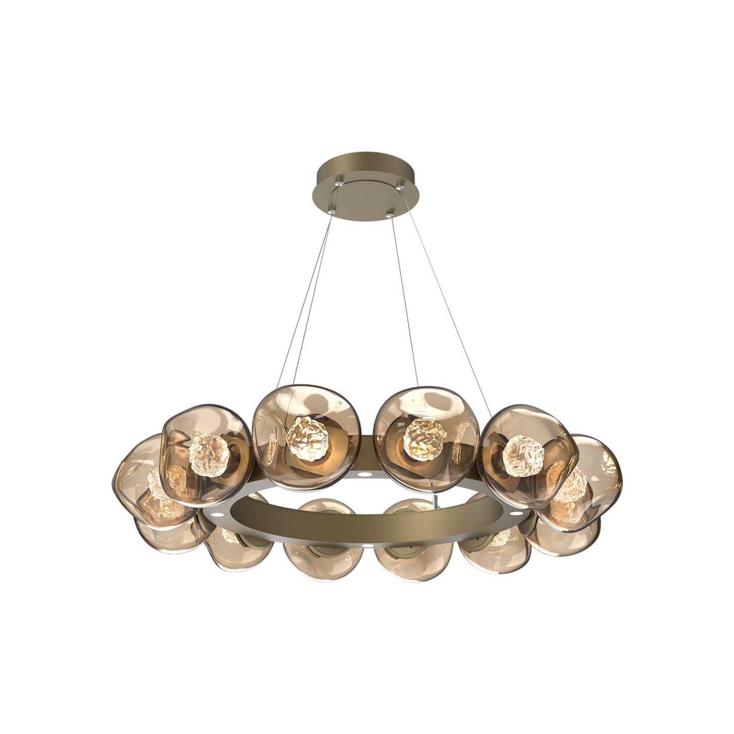 Luna Radial Ring Bronze LED Chandelier in Gilded Brass (Floret Crystal/38.6-Inch).