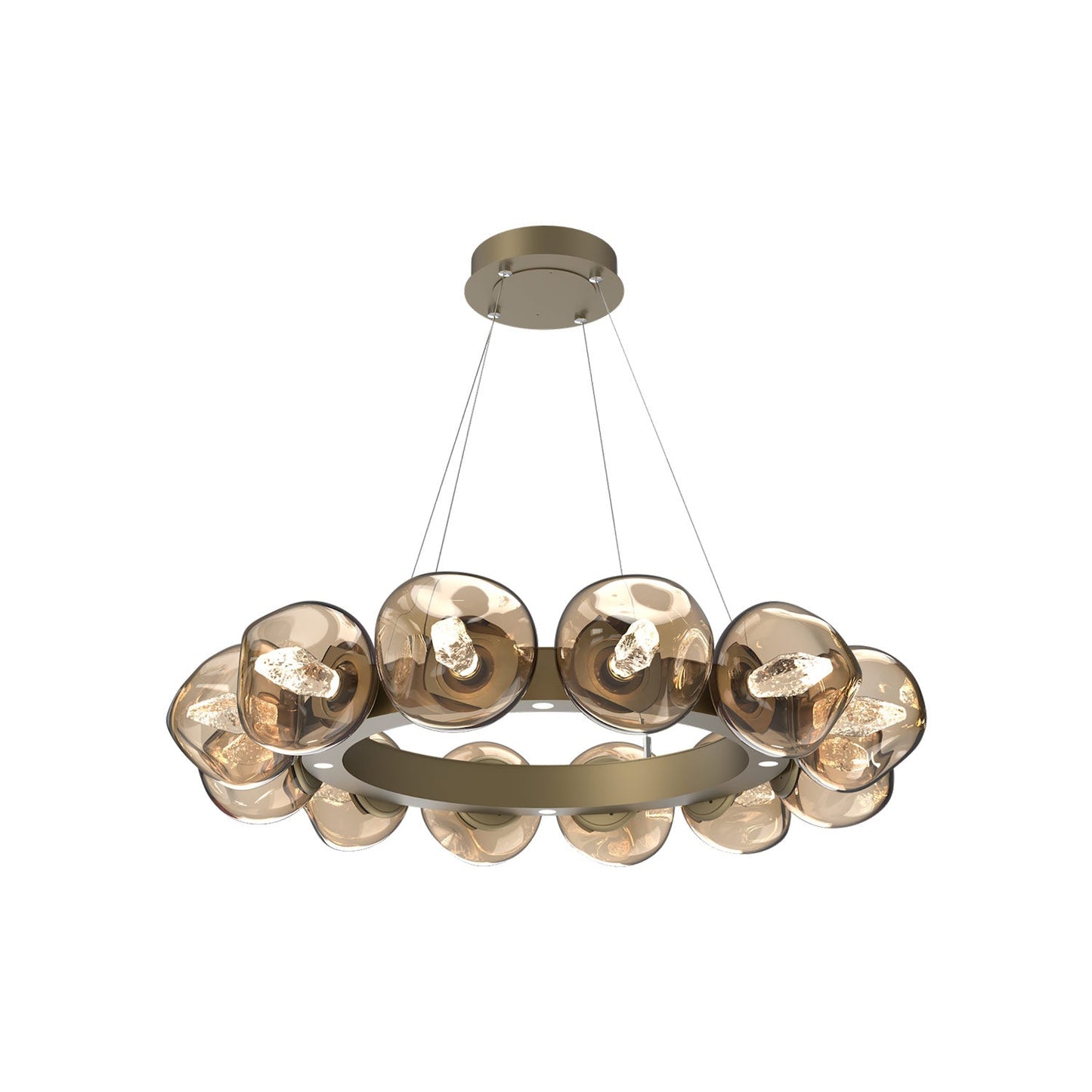 Luna Radial Ring Bronze LED Chandelier in Gilded Brass (Geo Crystal/38.6-Inch).