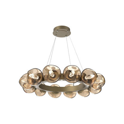 Luna Radial Ring Bronze LED Chandelier in Gilded Brass (Geo Crystal/38.6-Inch).