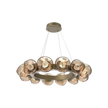 Luna Radial Ring Bronze LED Chandelier in Gilded Brass (Zircon Crystal/38.6-Inch).