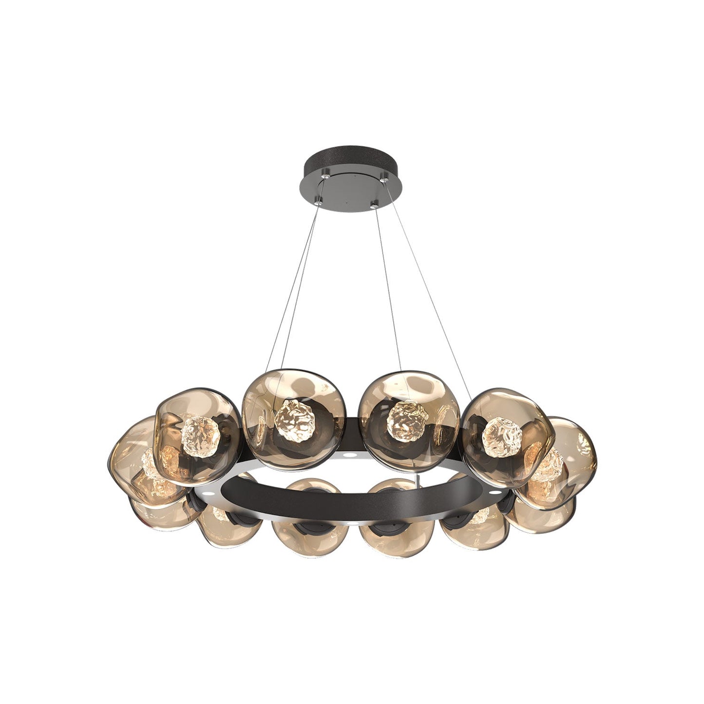 Luna Radial Ring Bronze LED Chandelier in Graphite (Floret Crystal/38.6-Inch).
