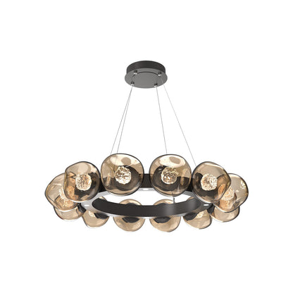 Luna Radial Ring Bronze LED Chandelier in Graphite (Floret Crystal/38.6-Inch).