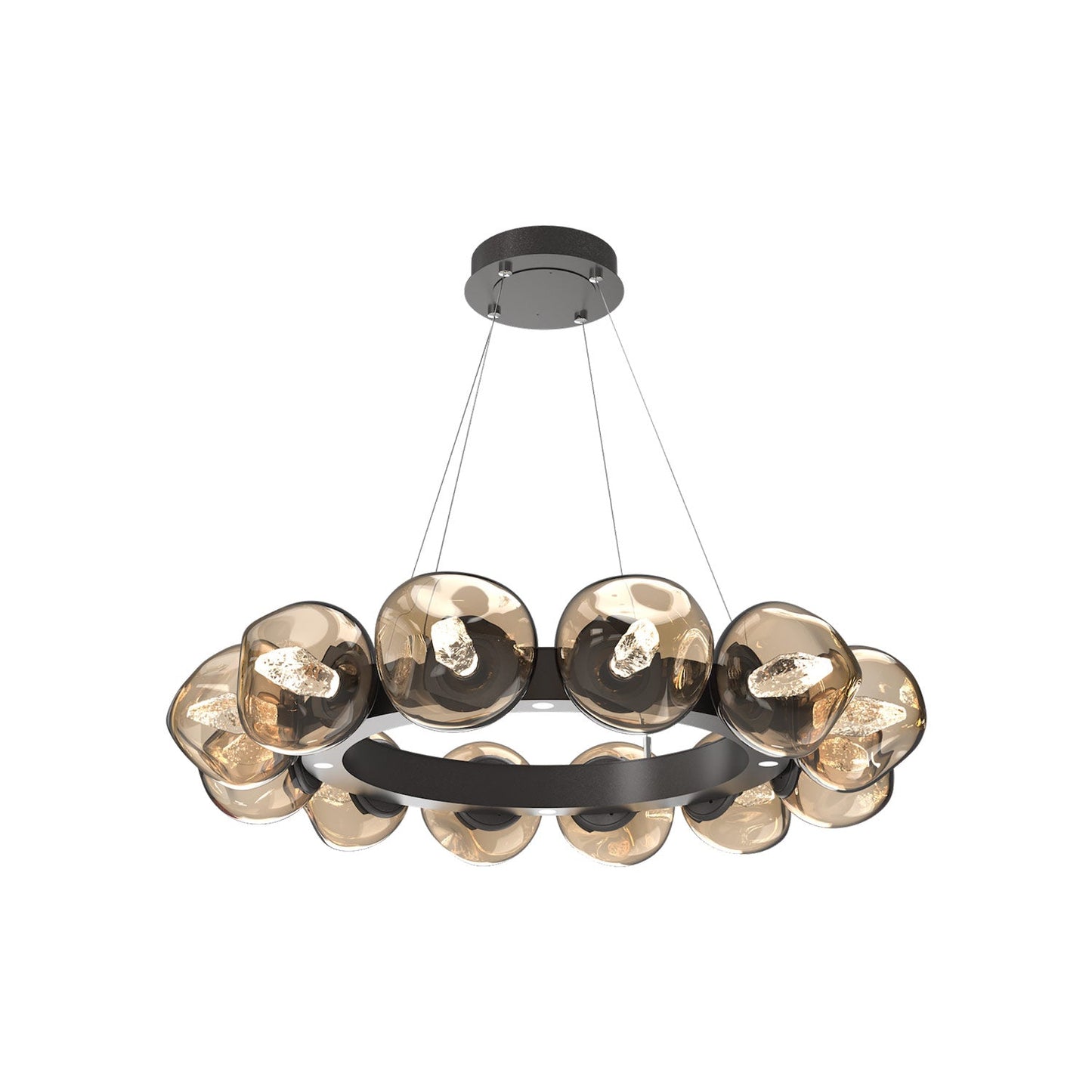 Luna Radial Ring Bronze LED Chandelier in Graphite (Geo Crystal/38.6-Inch).