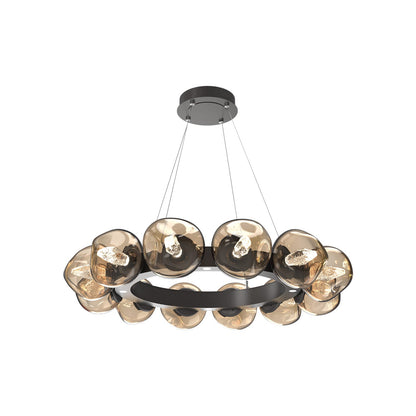 Luna Radial Ring Bronze LED Chandelier in Graphite (Geo Crystal/38.6-Inch).